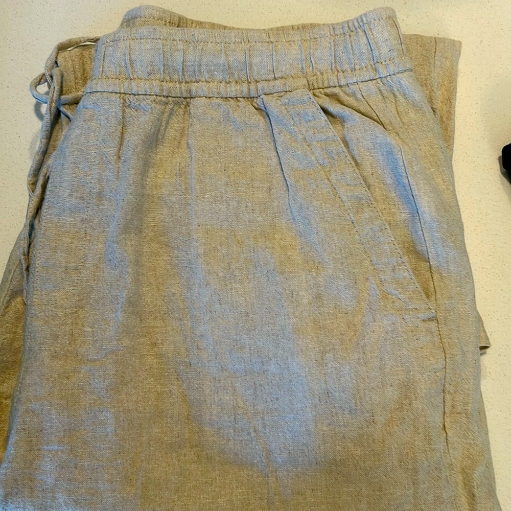 Old Navy Tan Linen Trousers Relaxed Fit